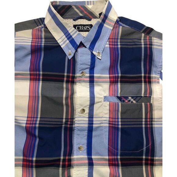 Chaps short sleeveplaid shirt medium button down - Picture 3 of 9